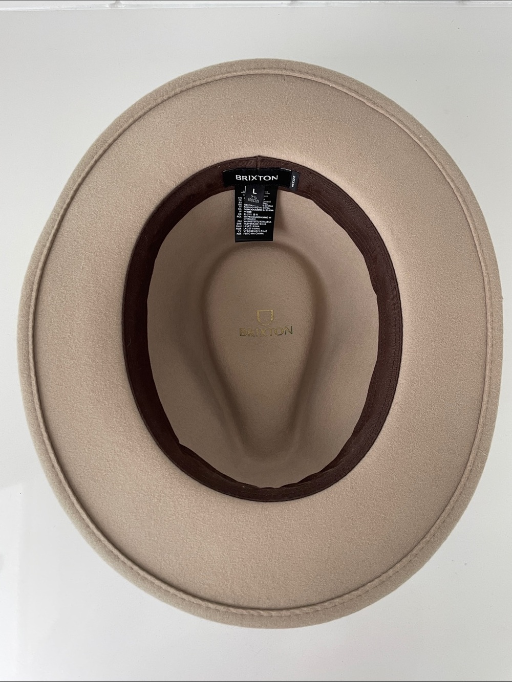 Brixton Cream Felt Fedora Hat with Leather Band • Large 7.5 - Picture 9 of 14